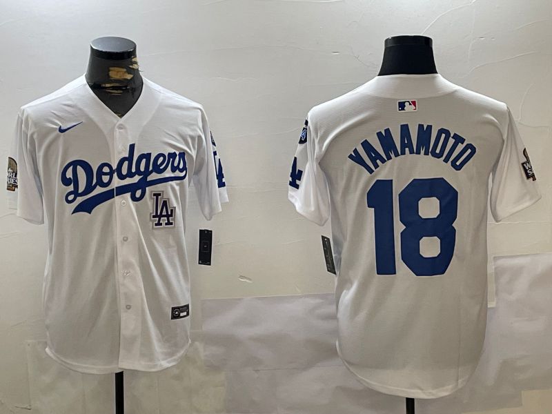 Men Los Angeles Dodgers #18 Yamamoto White Game 2024 Nike MLB Jersey style 11204->los angeles dodgers->MLB Jersey